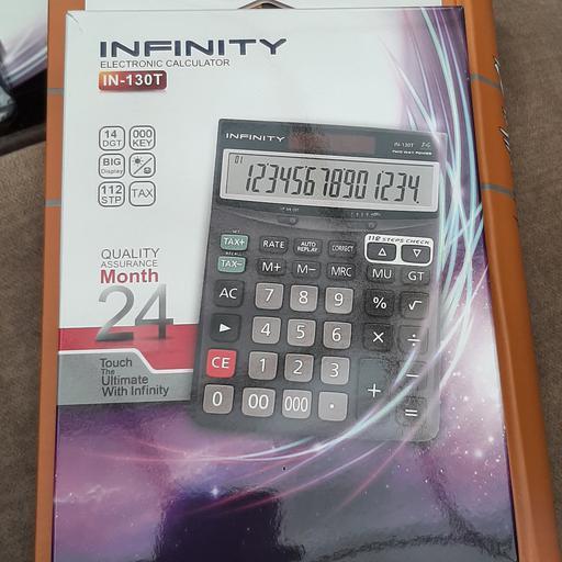 ماشین حساب رومیزی اینفینیتی INFINITY IN-130T ضمانت دار ، سه صفر،نورو باتری